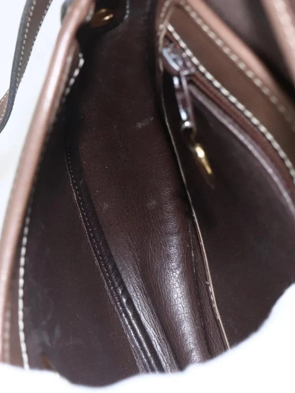 Christian Dior Shoulder Bag Leather Brown Gold Auth 151731 - Picture 13 of 16